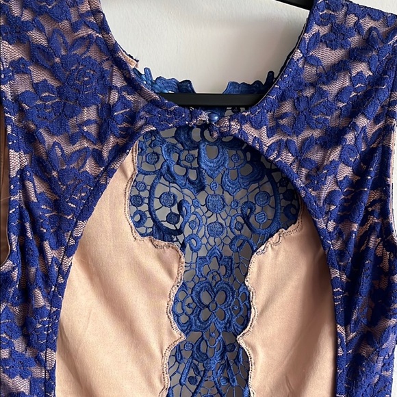 DANITY Women’s Blue Lace Mini Dress, size L cobalt blue prom party dress - Picture 6 of 9